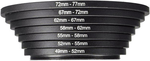 7Pcs Filter Ring Adapter Set, Aluminum Camera Lens Filter Ring Adapter Kit, Camera Professional Mini Step Up, Camera