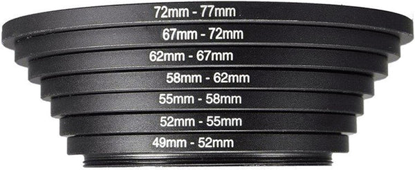 7Pcs Filter Ring Adapter Set, Aluminum Camera Lens Filter Ring Adapter Kit, Camera Professional Mini Step Up, Camera