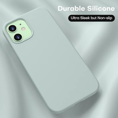 CellEver Heavy-Duty Silicone Case for iPhone 12/12 Pro, Two Shatterproof Glass Screen Protectors, Light Mint
