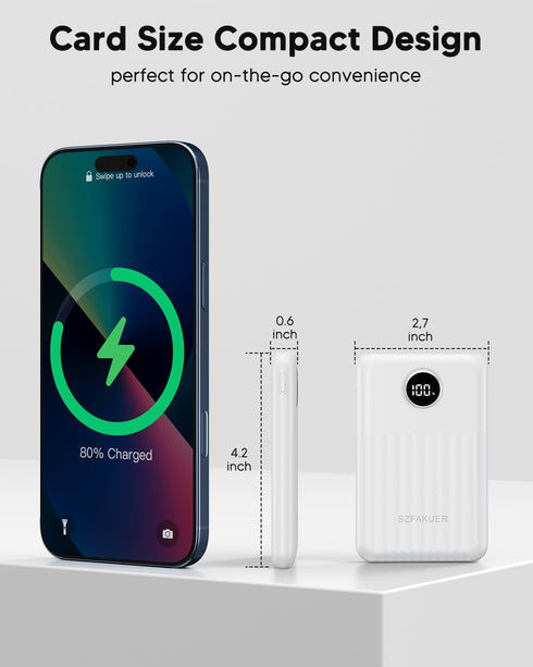 Szfakuer 10000mAh 22.5W Pack 17 16 15 14 S23 S22 S21 Portable Charger,Ultra Slim Power Bank,USB C in/Output Fast