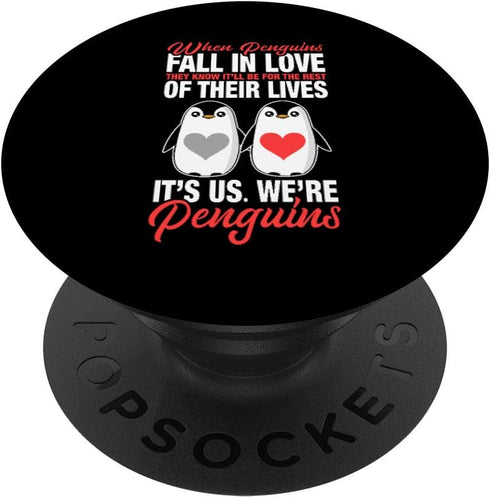 Penguins Falling In Love PopSockets PopGrip: Swappable Grip for Phones & Tablets - Penguin Lovers