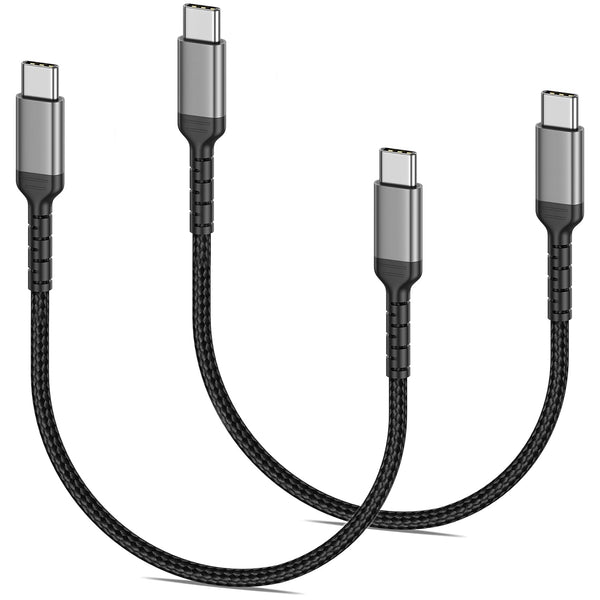 1.5ft USB C Charging Cable, 2 Pack Braided USB C to USB C Cord 60W/3A Compatible with iPhone 15, Samsung Galaxy S23