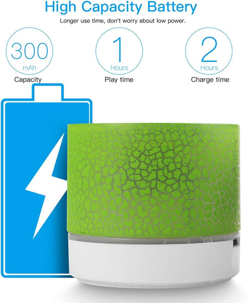 AICase Portable Wireless Mini Bluetooth Speaker, Super Bass Stereo Rechargeable Speaker with LED Lights