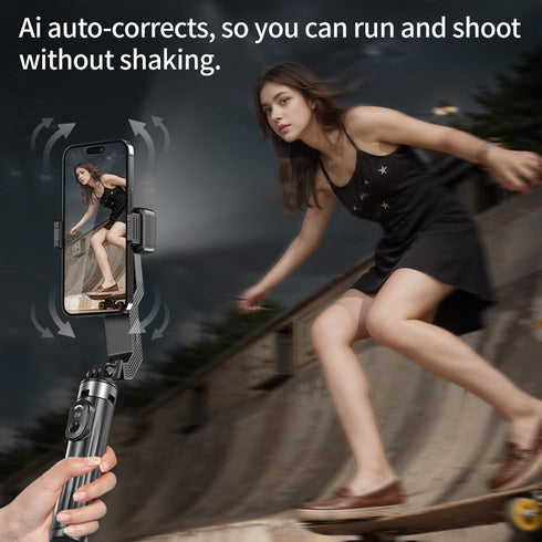 Desiontal 360 Selfie Stick Gimbal Stabilizer, Single Axis Stabilizer Selfie Stick with Light Tripod Rotation
