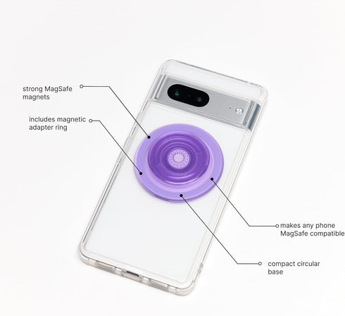 Lavender Translucent PopSockets Phone Grip with MagSafe Compatibility, Includes Adapter Ring, Wireless Charging