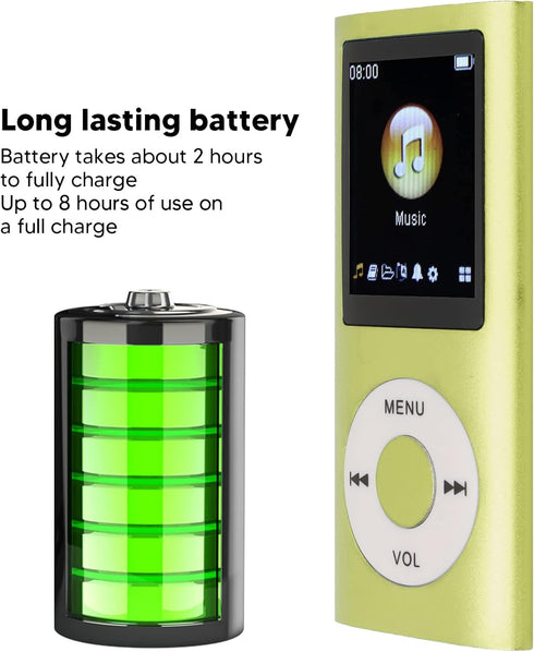 Tangxi MP3 1.8 Inch 64G Card,8h Player with Earphones,Classic Digital LCD Screen,Support Memory Playtime,Random Play