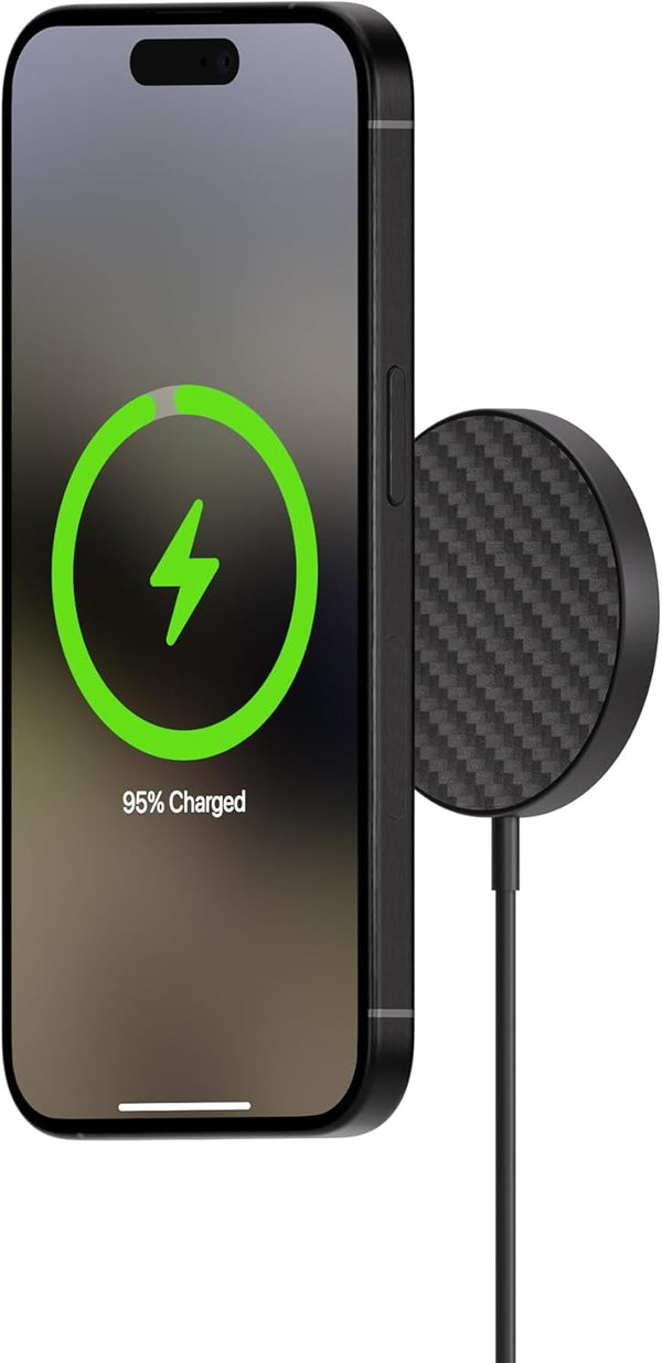 Mous Wireless Charger MagSafe Compatible Accessory for iPhone 16/15/14/13/12 with Integrated 1.2m USB-C Cable (Aramid