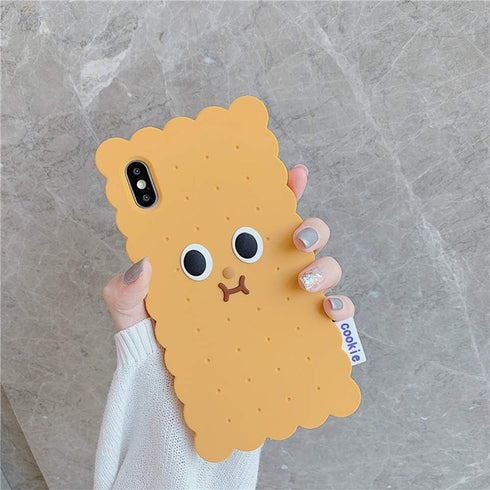 UnnFiko 3D Cute Cookie Case for iPhone 11, Creative Soft Gel Rubber Protection Cover with Ring Holder