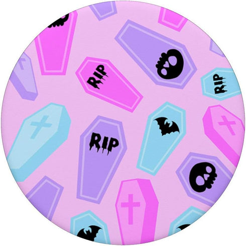 Halloween Coffin Pattern Pastel Goth Horror PopSockets PopGrip: Swappable Grip for Phones & Tablets