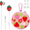 Strawberry Earbuds Set with Case for Kids, Wired Headphones with Small Size Ear Tips, Aesthetic Earphones for School