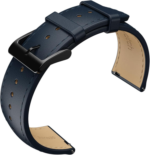 Ticwatch Pro 5 Smartwatch Replacement Band, 24mm Width Leather Strap Quick Release Genuine Watch Band, Smart Casual Blue