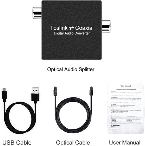 Bi-Directional Coax Digital Audio Adapter - Converter for Coax to Optical or Optical to Coaxial