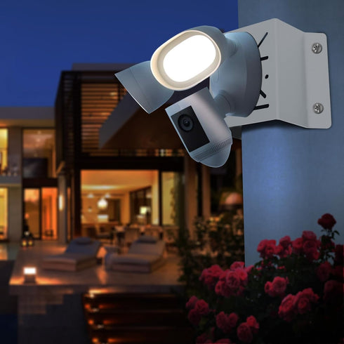 Exterior Wall Corner Mount Bracket for Surveillance Systems, Corner Holder for Security Cameras, White