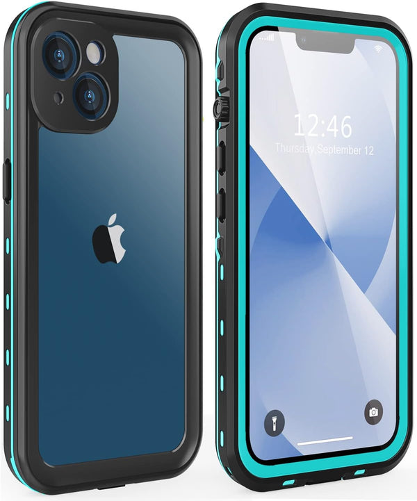 Waterproof Shockproof Case for iPhone 13, Full-Body Sturdy Cover with Camera Lens Protector and Built-in Screen