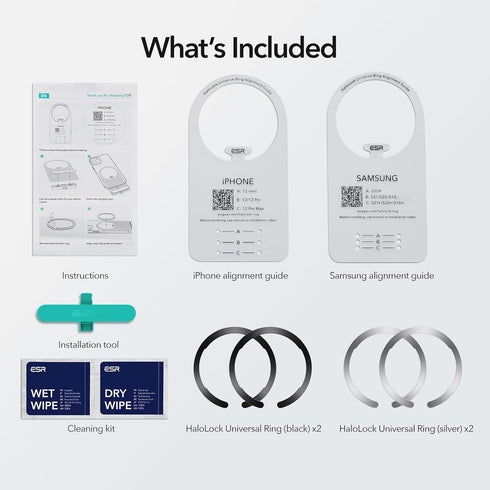 ESR for MagSafe Ring, Ultra-Thin (0.4mm) for MagSafe Sticker, Universal Magnetic Wireless Charger Conversion Kit for