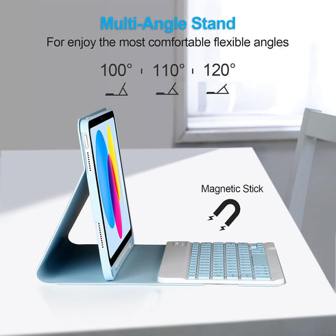 Keyboard Case for iPad 10th Gen 2022 10.9’’, Detachable Bluetooth Keyboard Case with Pencil Holder for iPad 10th