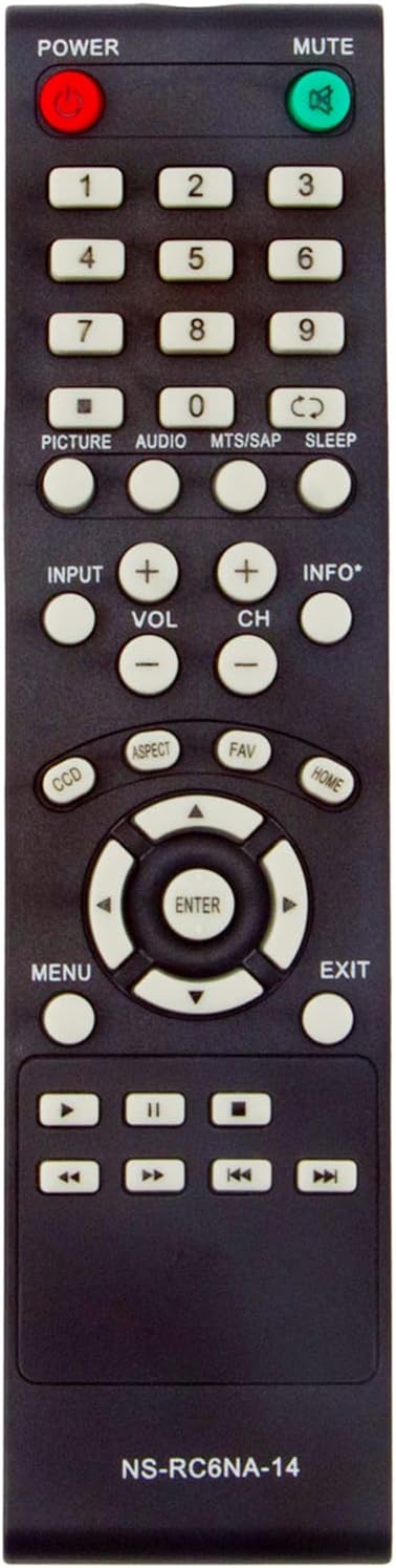 NS-RC6NA-14 Replacement Remote Control for Insignia LED TV NS-32D20SNA14, NS-24E40SNA14, 24-32 Inch