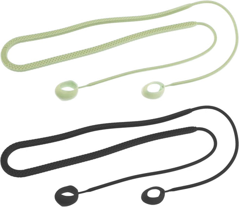 2PCS Silicone Anti-Loss Straps, Soft Neck Rope Cord Sport Lanyard 40cm Length for Samsung Galaxy Buds 2 (Black & Green)