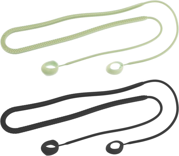 2PCS Silicone Anti-Loss Straps, Soft Neck Rope Cord Sport Lanyard 40cm Length for Samsung Galaxy Buds 2 (Black & Green)