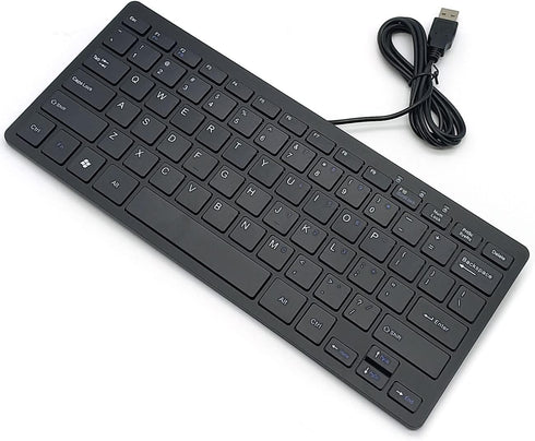 Mini Wired Keyboard (English), Ultra Thin Portable 78 Keys USB Multimedia for Desktop, Laptop, Windows