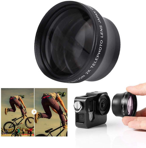 Telephoto Lens with Lens Case 37mm 2X Conversion Lens for Any Camera with 37mm Lens Thread and with 46mm Front Thread for Filter Installation