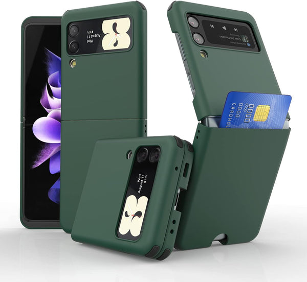 Slim Hard Rugged TPU Case Cover for Galaxy Z Flip 3 with Card Slot - Z POP