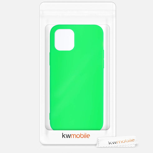 kwmobile Case for Apple iPhone 12 / iPhone 12 Pro - Soft Slim Protective TPU Silicone Cover - Neon Green