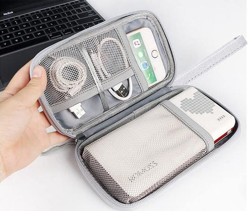 Small Electronic Organizer Travel Bag - Waterproof Gadget Storage Sleeve for Cables, USB, Earphones, Hard Drives