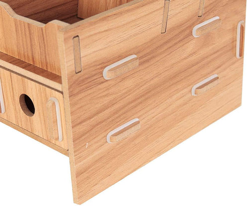 Wooden Monitor Laptop Stand, Modern Desk Storage Organizer for PC Computer, Neck Protector Office Desk Rack Shelf