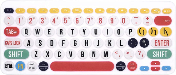 HRH Ultra Thin Silicone Keyboard Cover for Logitech K380 Multi-Device Bluetooth Keyboard, Creative Rainbow Font