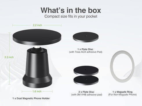elitehood Dual Magnetic Phone Holder for Gym, 360 Rotation Magnetic Mount for Magsafe Compatible with iPhone