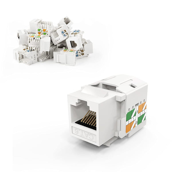 CableCreation Cat6 Keystone Jack RJ45 Keystone Jack, 20-Pack Modular Female Connectors UL Listed, White