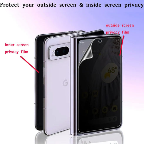 2PCS Privacy Screen Protector for Google Pixel Fold - Anti-peeping Soft Film (Matte) for Outside & Inside Use.