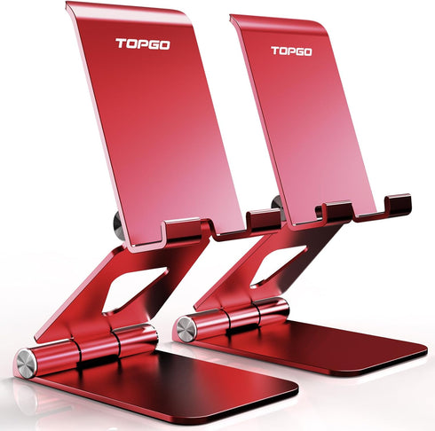 TOPGO 2 Pack Adjustable Metal Desk Phone Stand, Portable Phone Stand, Compatible with