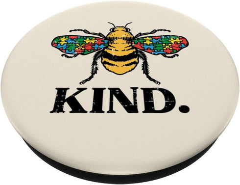 PopSockets PopGrip: Swappable Grip for Phones & Tablets, Bee Kind Puzzle Cute Autism Awareness Acceptance Autistic