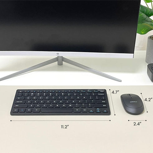 Macally Small Wireless Keyboard and Mouse Combo for PC, 2.4G 78 Compact Key Cordless Set with Quiet Click