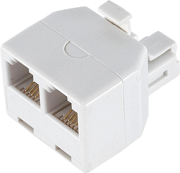 GE 26191 Duplex Wall Jack Adapter, White, 4-Conductor