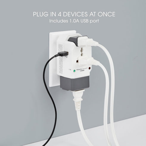 Conair Universal Travel Adapter with USB, All-in-One Worldwide Plug Adapter