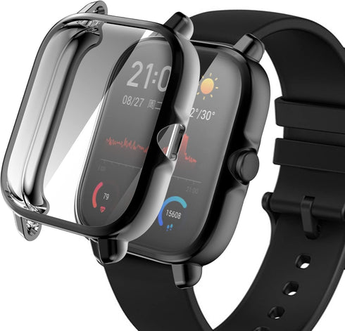 Cases for Amazfit GTS 3 Smartwatch, Soft TPU Shockproof Bumper Cover with Screen Protector Case (Black+Gray+Clear)