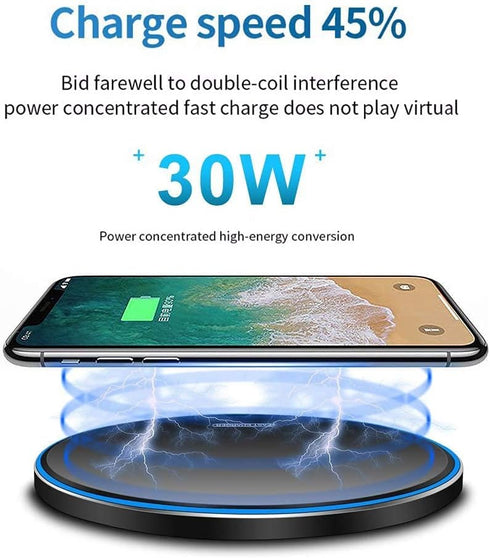 Wireless Charger • 30W Max Charging Pad • Compatible with Samsung Galaxy S23/S22/S21/S21 Ultra/S20/Note 20/10, Google