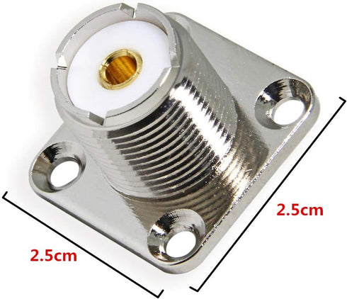 UHF Panel Mount 5-Pack Female SO239 Chassis Mount 4-Hole Jack Flange Solder Cup RF Coax Connector for J Pole Antenna