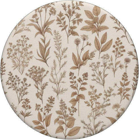 Vintage Herbs & Flowers Phone Popper Vintage Herbs & Flowers Brown & Beige Botanical Pattern PopSockets Adhesive