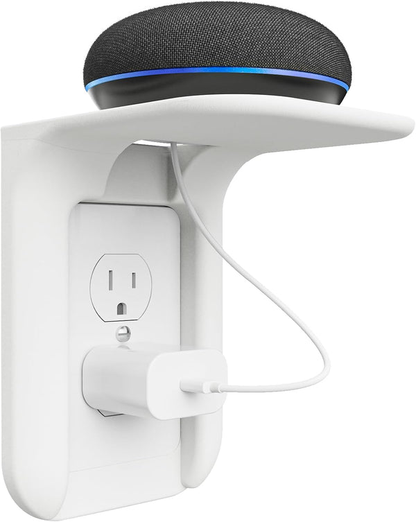 WALI Outlet Shelf Wall Holder, Bathroom Shelf up to 10lbs, Space Saving Organizer, 1 Pack, White