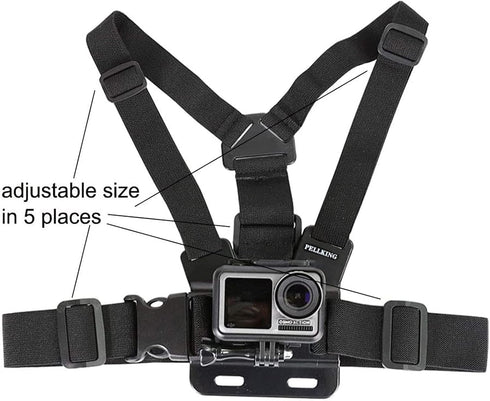 PellKing Mobile Phone Chest Mount Harness Strap Holder for Samsung iPhone Plus, Action Camera POV