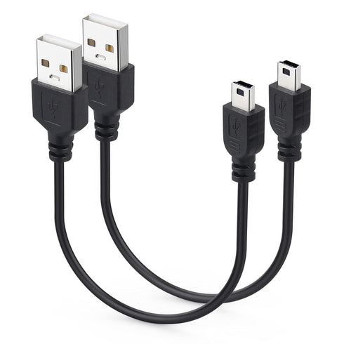 1ft Mini USB Cable 2-Pack, Short USB 2.0 to Mini 5 pin B Charging Cord