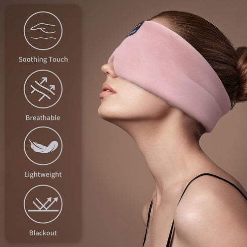 Joythink Bluetooth Sleep Headphones, Silk Sleep Mask with Earphones, Blackout Soft Eye Cover for Sleeping On Side