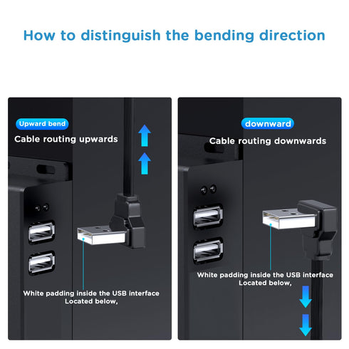 2PCS 90 Degree USB2.0 Extension Cable Flat Right Angle USB Male to Female Adapter Short Soft USB Cable 8inch