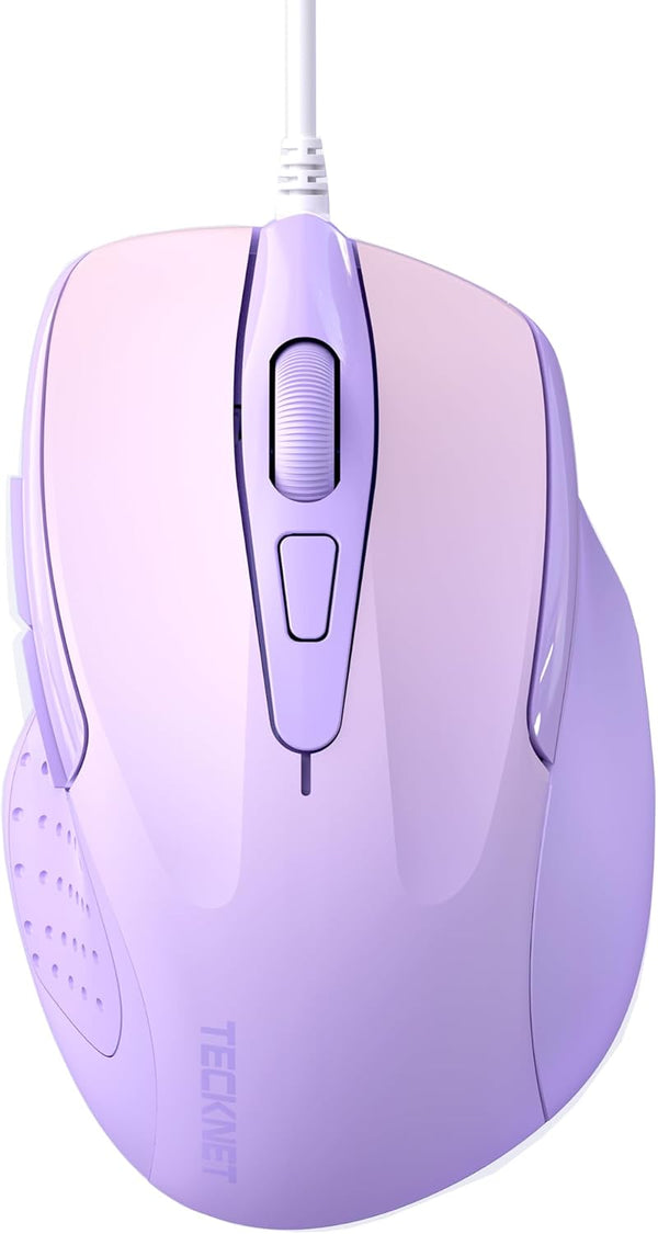 TECKNET USB Wired Mouse, 6-Button Corded Mouse with 4 Adjustable DPI, Ergonomic Design, 5FT Cord for Laptop, PC