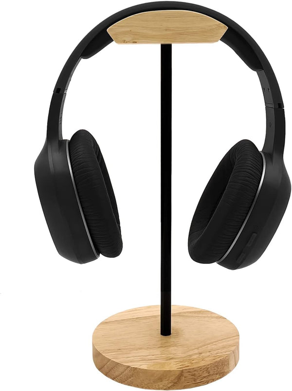 Headphone Stand, Nature Wood & Aluminum Headset Hanger Mount Hook for All Headsets, Functional Craftsmanship