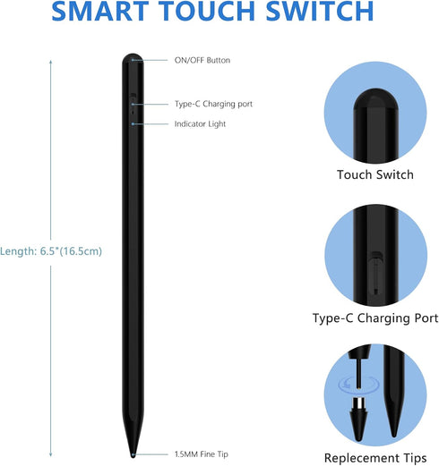 Stylus Pen for iOS & Android Touch Screens - Active Pencil for Samsung - Smart Digital Stylus for Tablets - Drawing &
